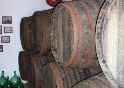 Barricas de vino en las Bodegas Almijara de Cómpeta